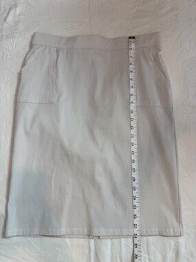 89th & Madison Striped Tan Pencil Skirt with Pockets - Large